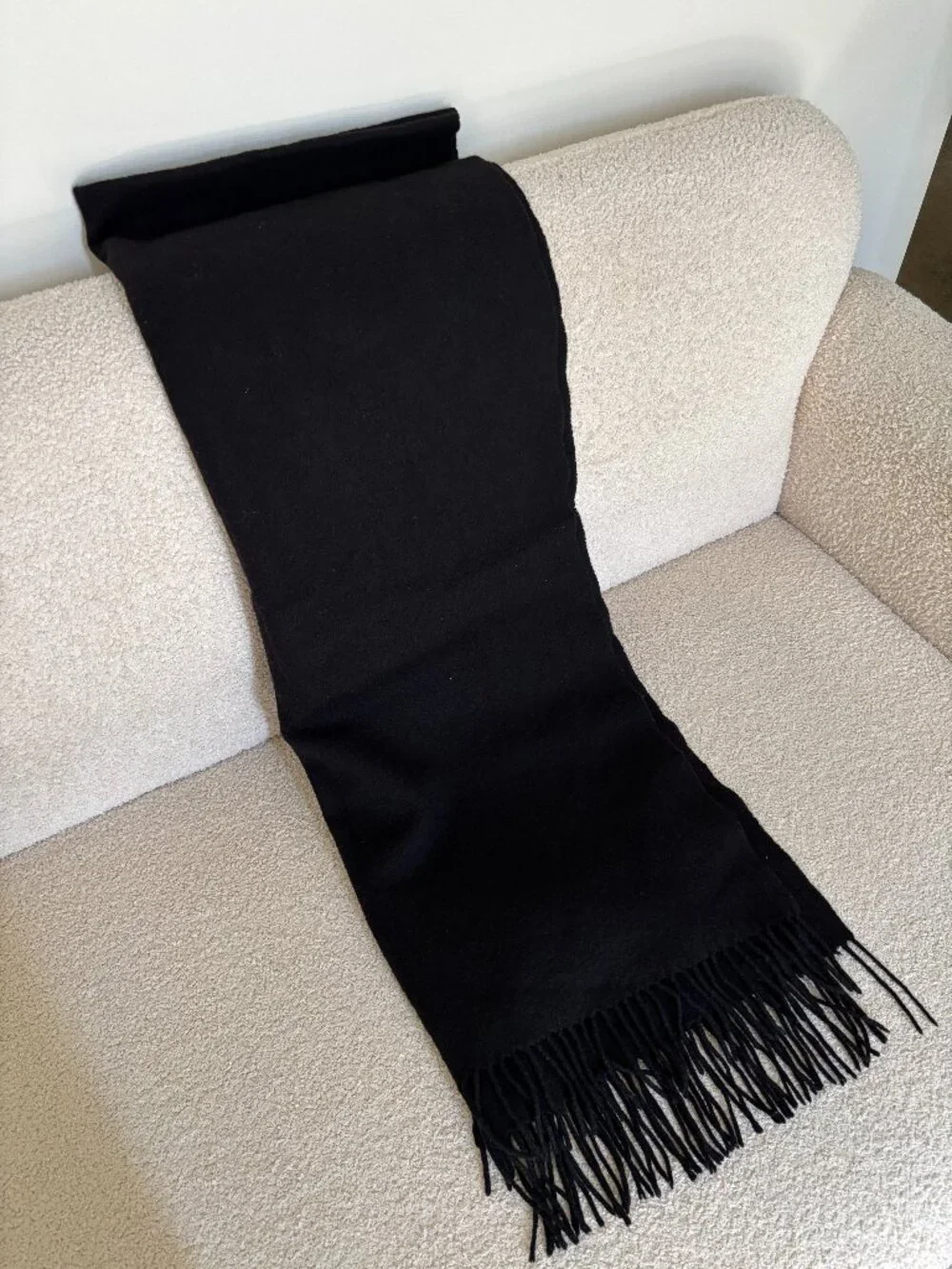 Vintage Lanvin Paris Wool Fringe Scarf Black